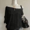 03-16.jpg Stylish Striped Gothic Off-Shoulder T-Shirt