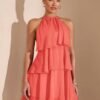 Elegant Chiffon Halter Mini Dress