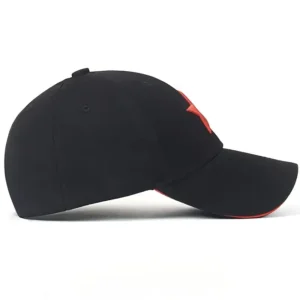 Premium Casual Black Baseball Cap with Red Star