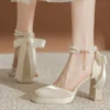 Comfort Elegant Pearl-Embellished Platform Heels